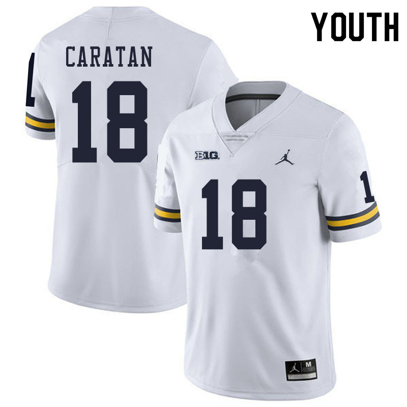 Youth #18 George Caratan Michigan Wolverines College Football Jerseys Sale-White